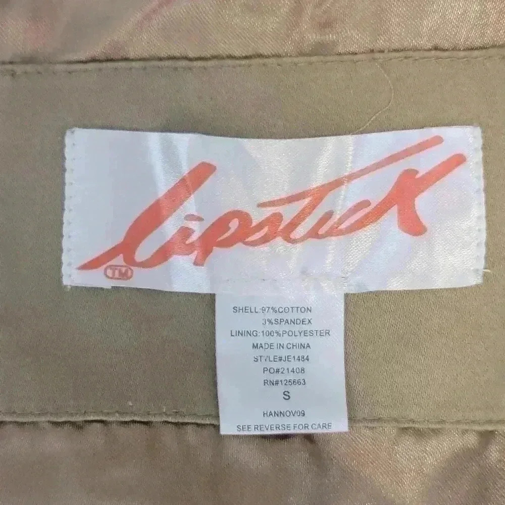 Vintage Retro Lipstick Beige Nude Moto Biker Warm Cotton Jacket Size Small - Picture 6 of 11